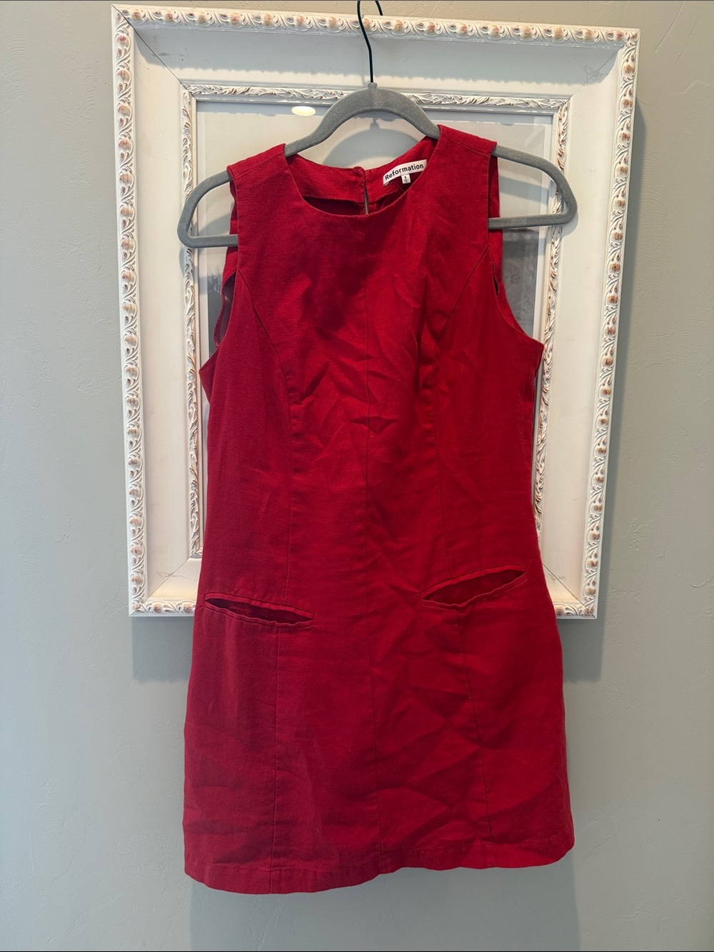 Reformation Red Sleeveless Mini Shift Dress